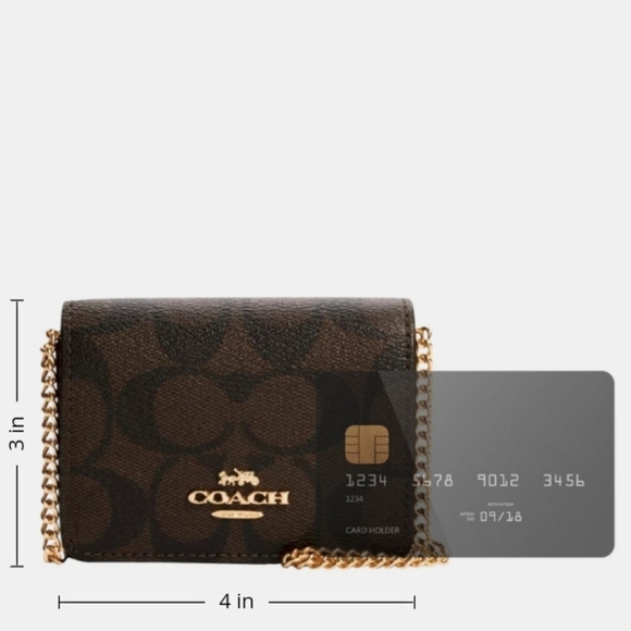 NEW! Coach Mini Wallet On A Chain signature canvas - Picture 10 of 10